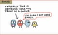 Different types of queue Simone Lia cartoon for Observer 16 March 2025