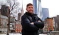 Boston's NWSL entry General Manager Domenec Guasch poses for a portrait with the Boston skyline
