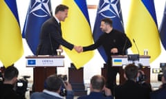 Nato chief Mark Rutte, left, and Ukrainian president Volodymyr Zelenskyy at a press conference in Odesa, Ukraine.
