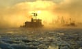 sun, ice and a boat