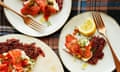 Ravinder Bhogal's giant beetroot latke with crème fraiche, smoked salmon and roe.