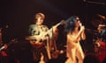 John Lennon and Yoko Ono performing at Madison Square Garden, New York, 1972.