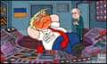 A Ben Jennings cartoon of Donald Trump in a Ukrainian nuclear power plant control room with Vladimir Putin in the corner