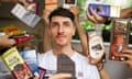 Nicholas Jordan surrounded by bars of dark chocolate in their packaging