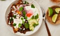 Thomasina Miers' chilaquiles with smoky tomatillo salsa and black beans.