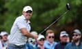Rory McIlroy with a drive towards the title. 