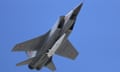 Russian fighter jet seen from below