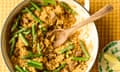 Jose Pizarro's spring lamb and asparagus rice with saffron and fino.