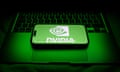 A laptop keyboard and Nvidia logo displayed on a phone screen