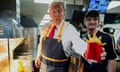 Donald Trump serves chips at a McDonalds in Pennsylvania in October 2024.