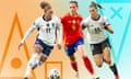 England’s Lauren James, Spain’s Aitana Bonmatí and Germany’s Selina Cerci