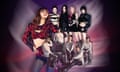 Composite of photographs showing K-pop artists Lisa, Aespa and Tomorrow X Together