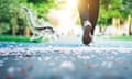 A woman walking in a park