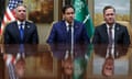 (from left) Steve Witkoff, Marco Rubio and Mike Waltz at a meeting in Riyadh in February.