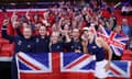 Left to right: Harriet Dart, Olivia Nicholls, Sonay Kartal, Jodie Burrage and Katie Boulter celebrate in front of the British fans after reaching the finals
