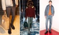 Composite of the slimmer trouser trend with three male models wearing Tod's, Prada and Paul Smith
