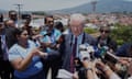 US senator Chris Van Hollen speaks to the press about Kilmar Ábrego García in La Libertad, El Salvador, on Wednesday