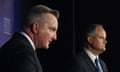 The shadow minister for climate change, Ted O'Brien (R), debating Chris Bowen (l) yesterday.