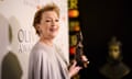Lesley Manville with her Olivier award for best actress.