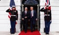 Keir Starmer and Donald Trump leaving the White House in February