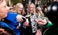 Activists celebrate after hearing the outcome of the Supreme Court’s ruling on how to define a ‘woman’.
